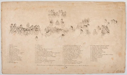 Die Weihe Kaiser Napoleons I. und die Krönung Kaiserin Joséphines in der Kathedrale Notre-Dame in Paris, 2. Dezember 1804, die erklärende Bildunterschrift zu den Figuren